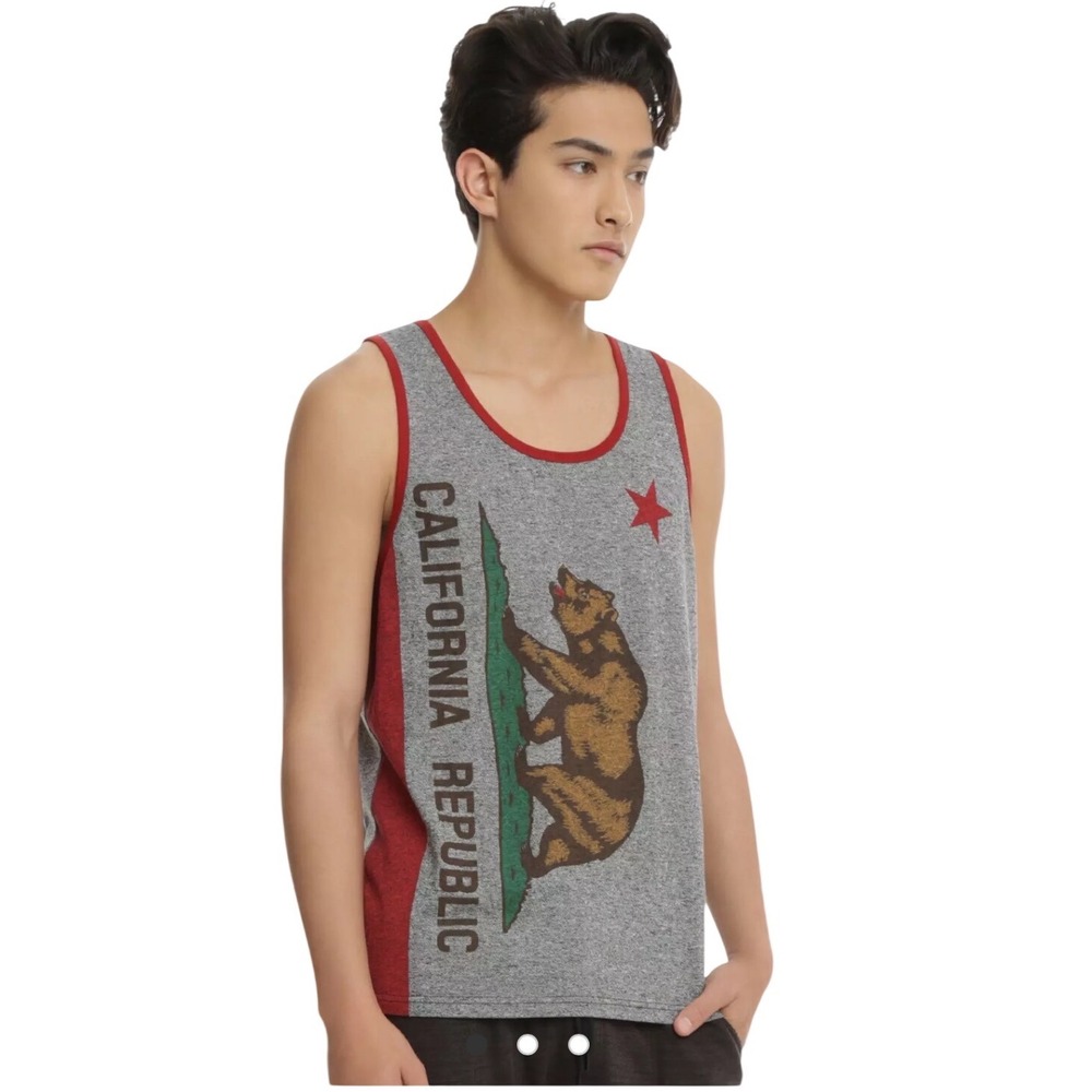 Brooklyn Cloth Mens California Republic Bear Tank Top Heather Grey Red Size‎ M
